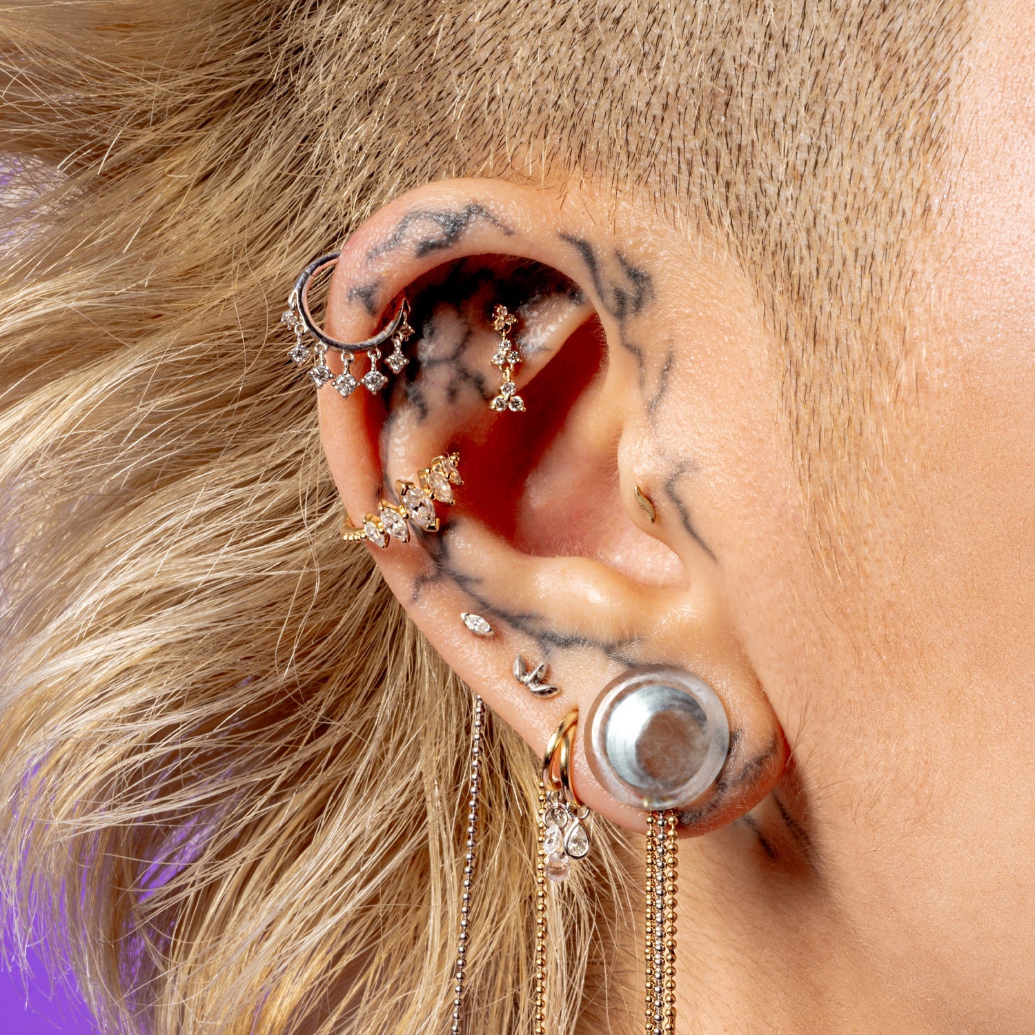 Velour | Moissanite Marquise Gold Seam Ring | Ember Body Jewelry