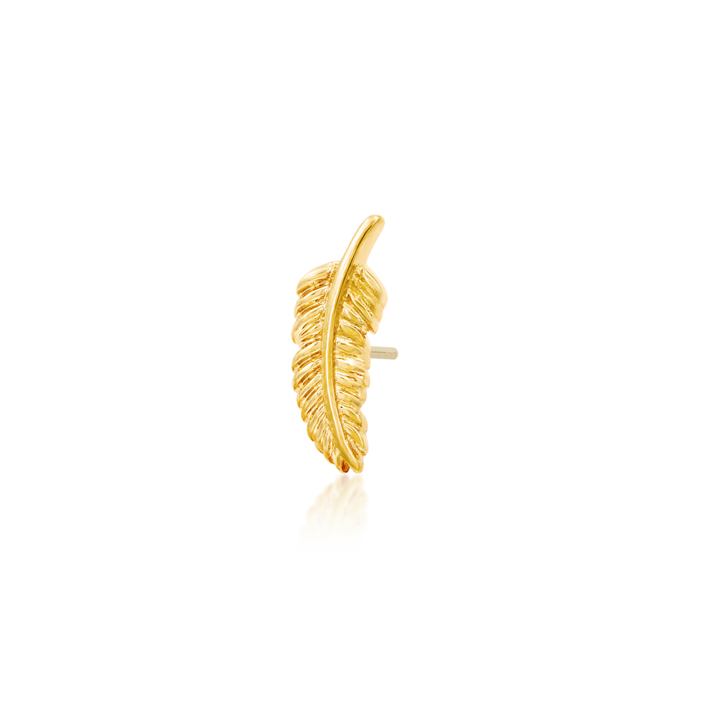 QUICK SHIP | 14K Gold Feather Threadless End & Titanium Labret Post by Junipurr Jewelry