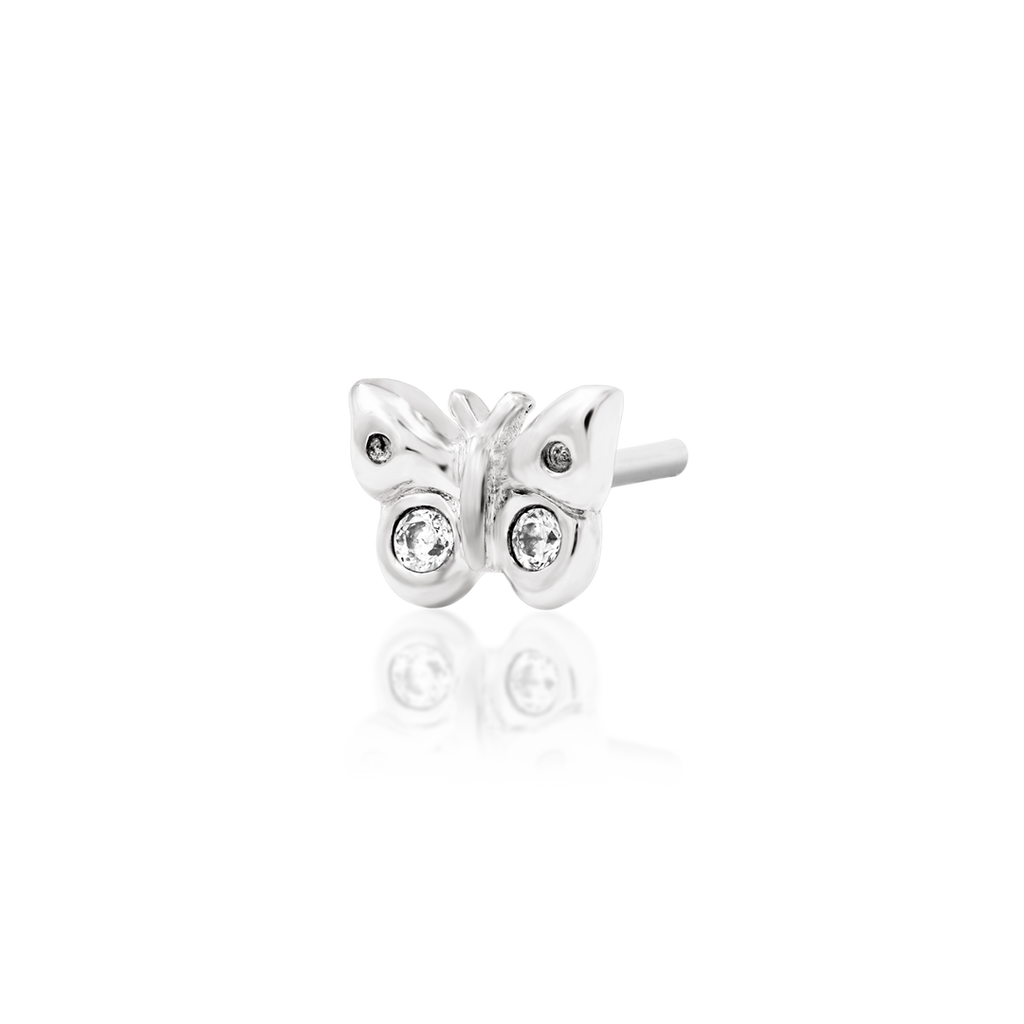 QUICK SHIP | 14K Gold Mini Butterfly Threadless End & Titanium Labret Post by Junipirr Jewelry