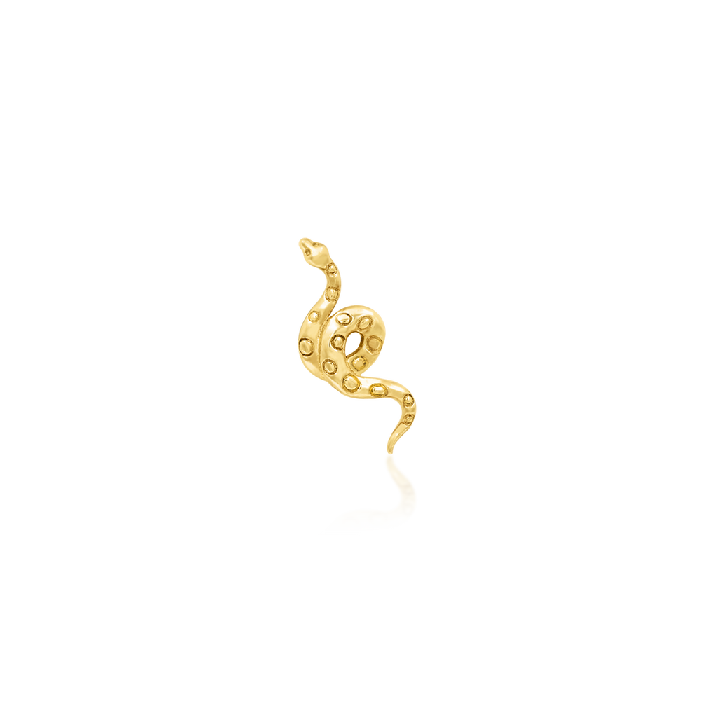 QUICK SHIP | 14K Gold Textured Snake & Titanium Threadless Labret by Junipurr Jewelry