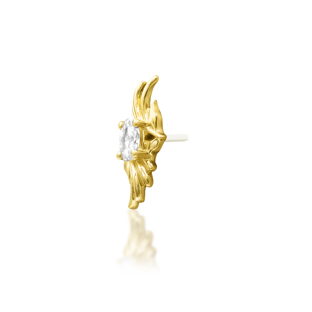 Oasis | 14K Solid Gold 'Wave' End & Titanium Threadless Labret Post by Junipurr Jewelry