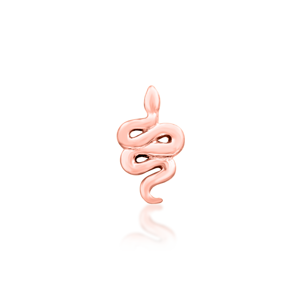 QUICK SHIP | 14K Gold Polished Snake End & Titanium Threadless Labret Post by Junipirr Jewelry