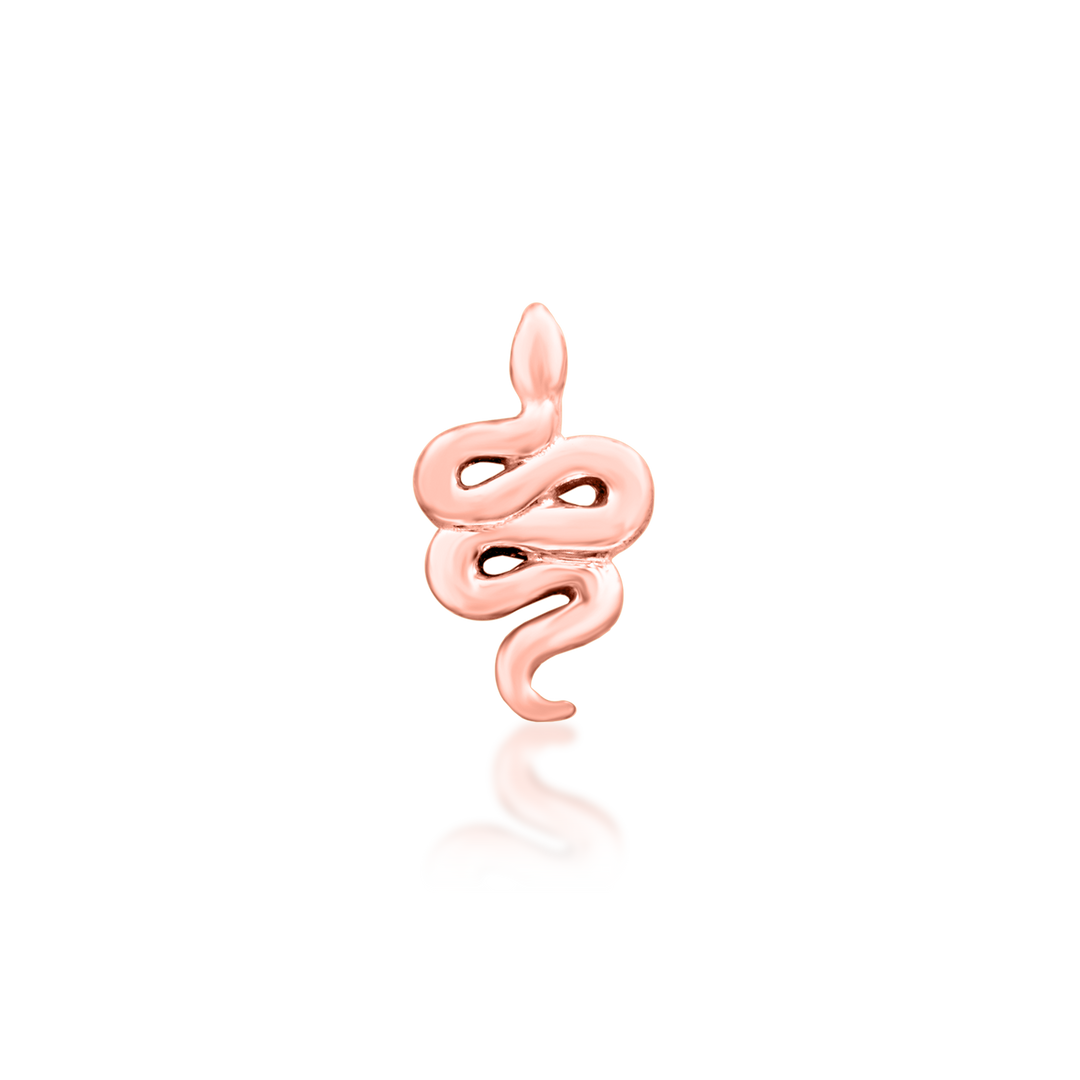 QUICK SHIP | 14K Gold Polished Snake End & Titanium Threadless Labret Post by Junipirr Jewelry