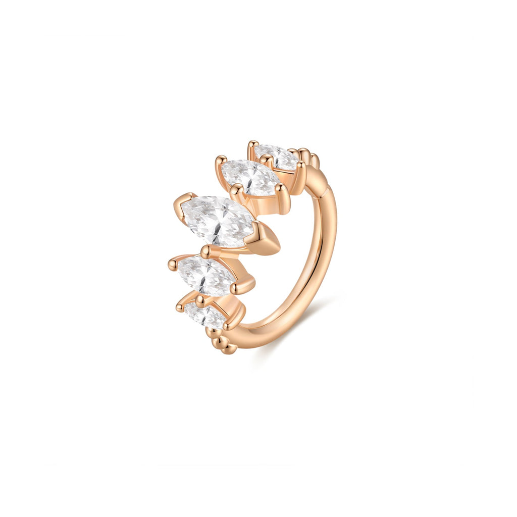 Velour | Moissanite Marquise Gold Seam Ring | Ember Body Jewelry