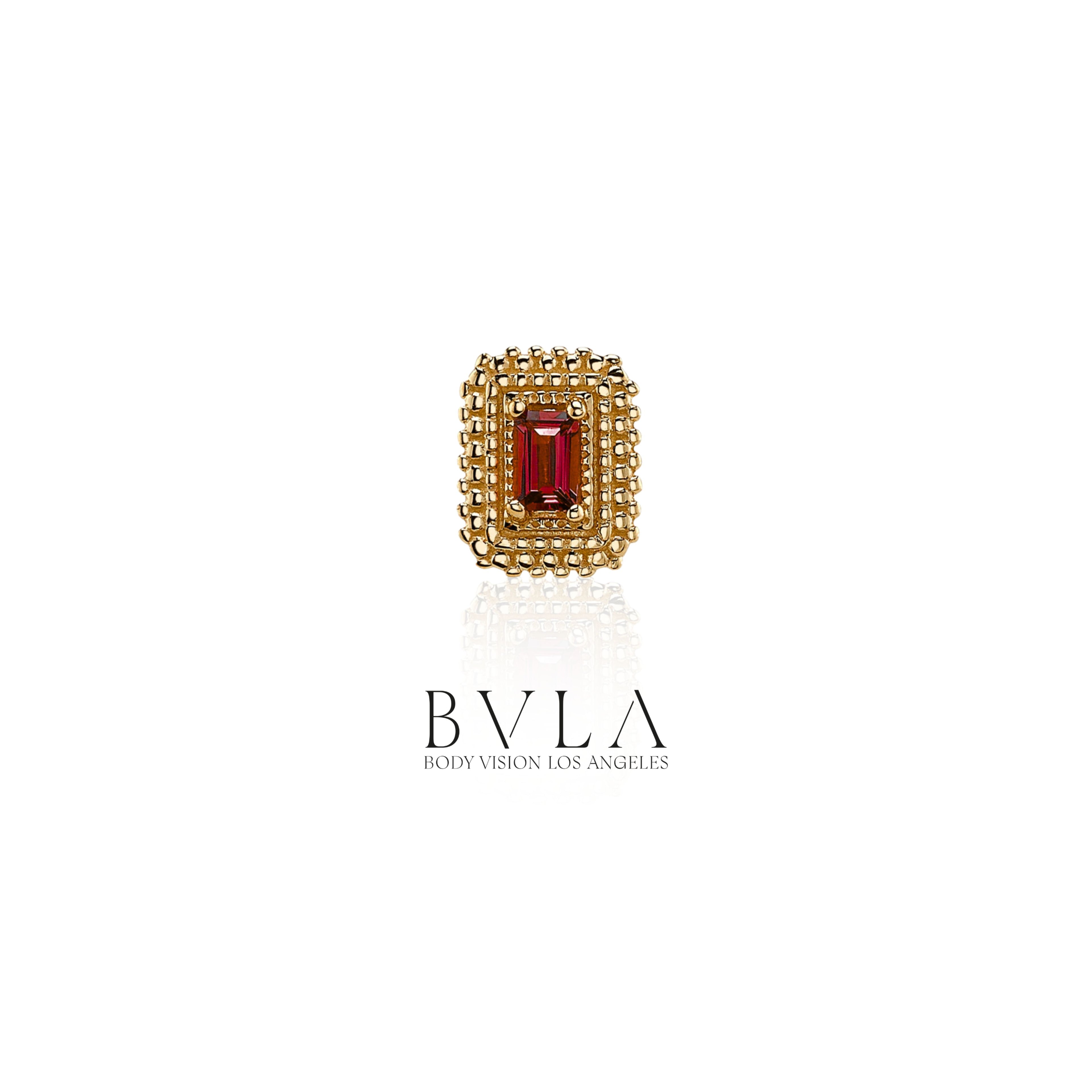 IN STOCK | BVLA | Solid Gold & AAA Garnet Afghan Baguette Internally Threaded End