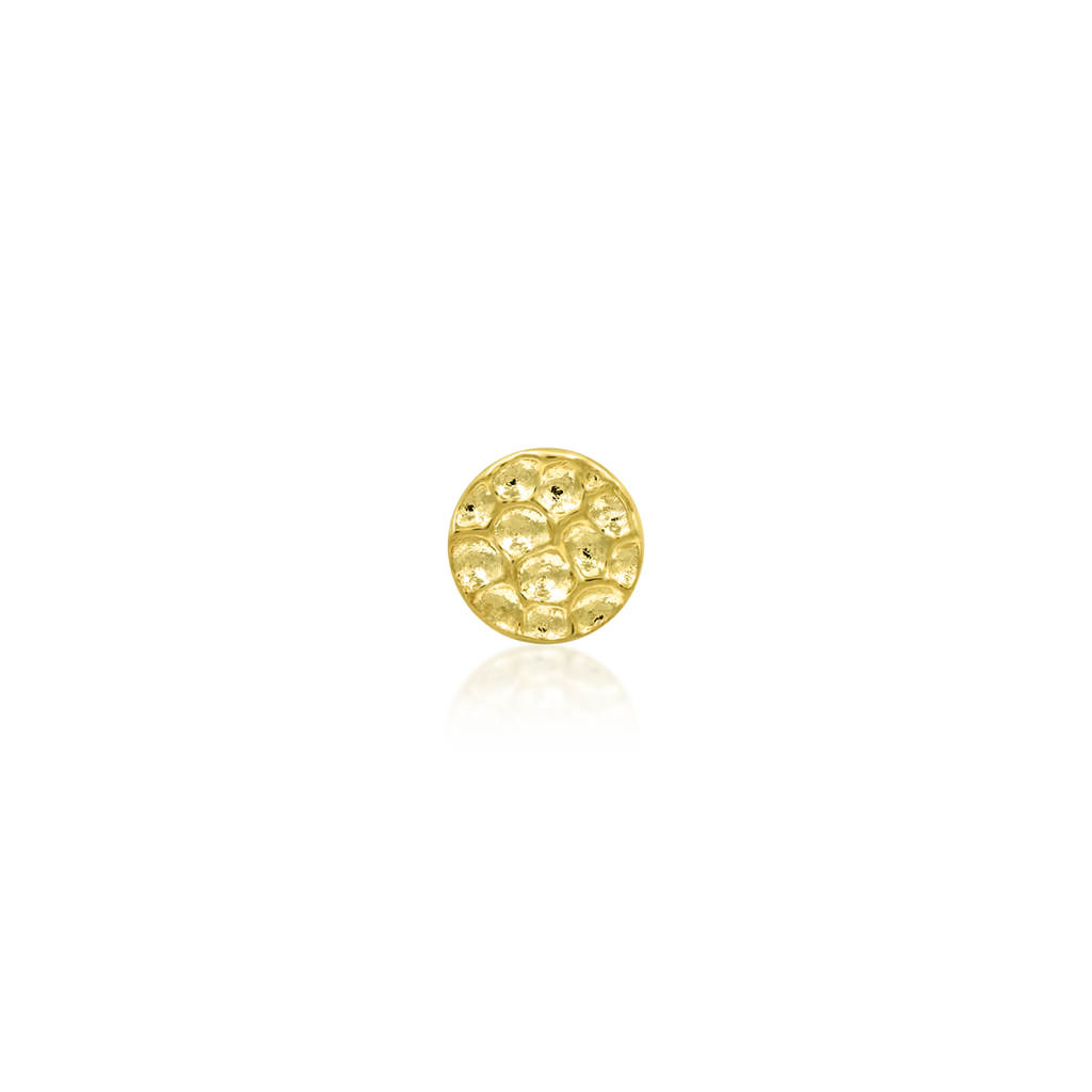 QUICK SHIP | 14K Gold Hammered Disk Threadless End & Titanium Labret Post by Junipirr Jewelry