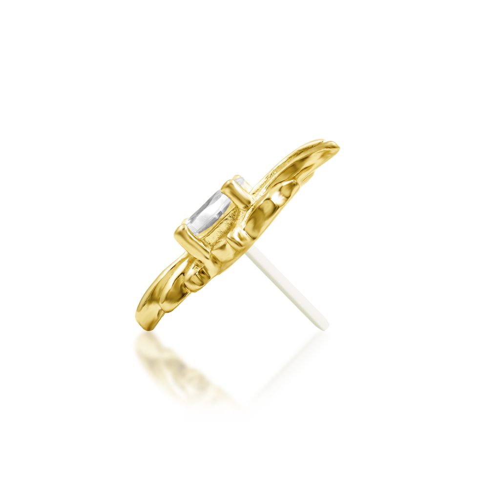 Oasis | 14K Solid Gold 'Wave' End & Titanium Threadless Labret Post by Junipurr Jewelry