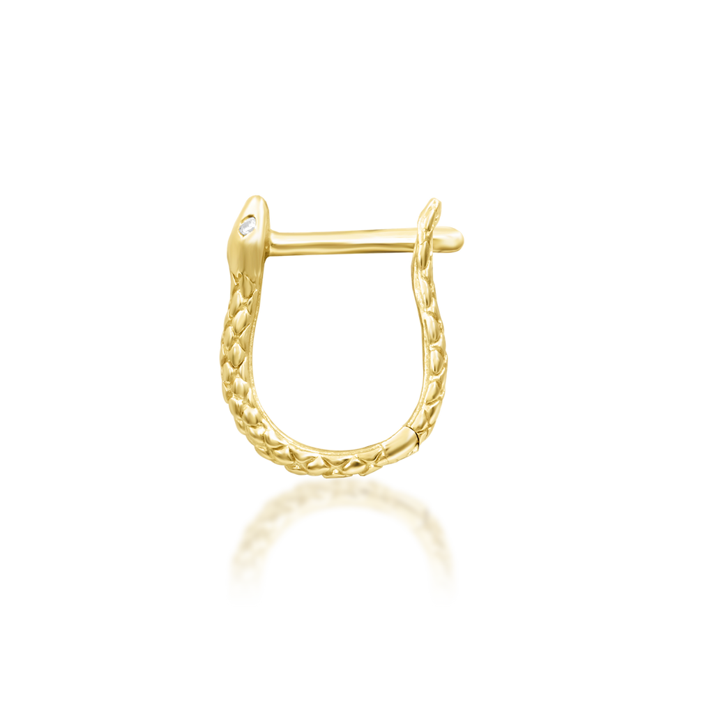 "Ophis" Serpent Huggie — Yellow & White Gold |  Junipurr Jewelry