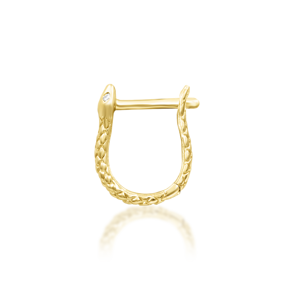"Ophis" Serpent Huggie — Yellow & White Gold |  Junipurr Jewelry