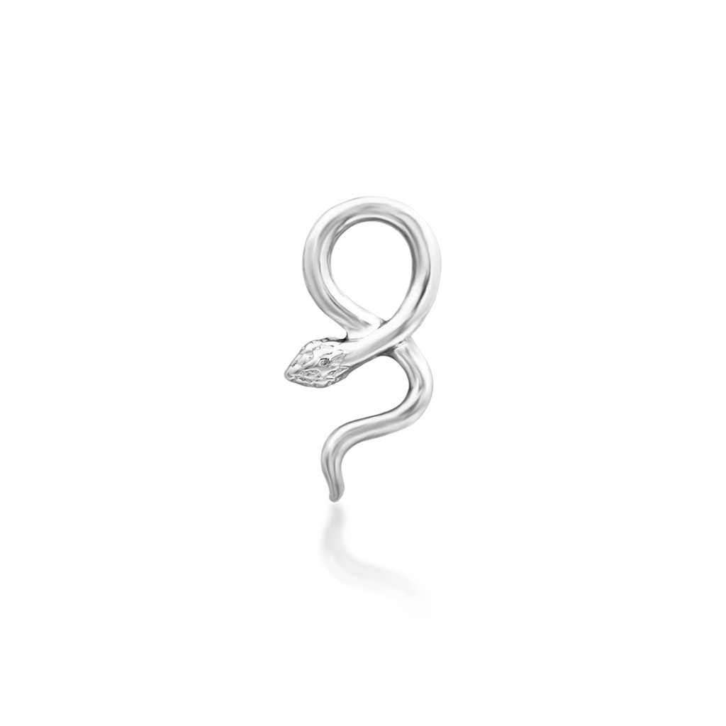 QUICK SHIP | 14K Gold 'Cornelius' Polished Snake End & Titanium Threadless Labret Post by Junipirr Jewelry