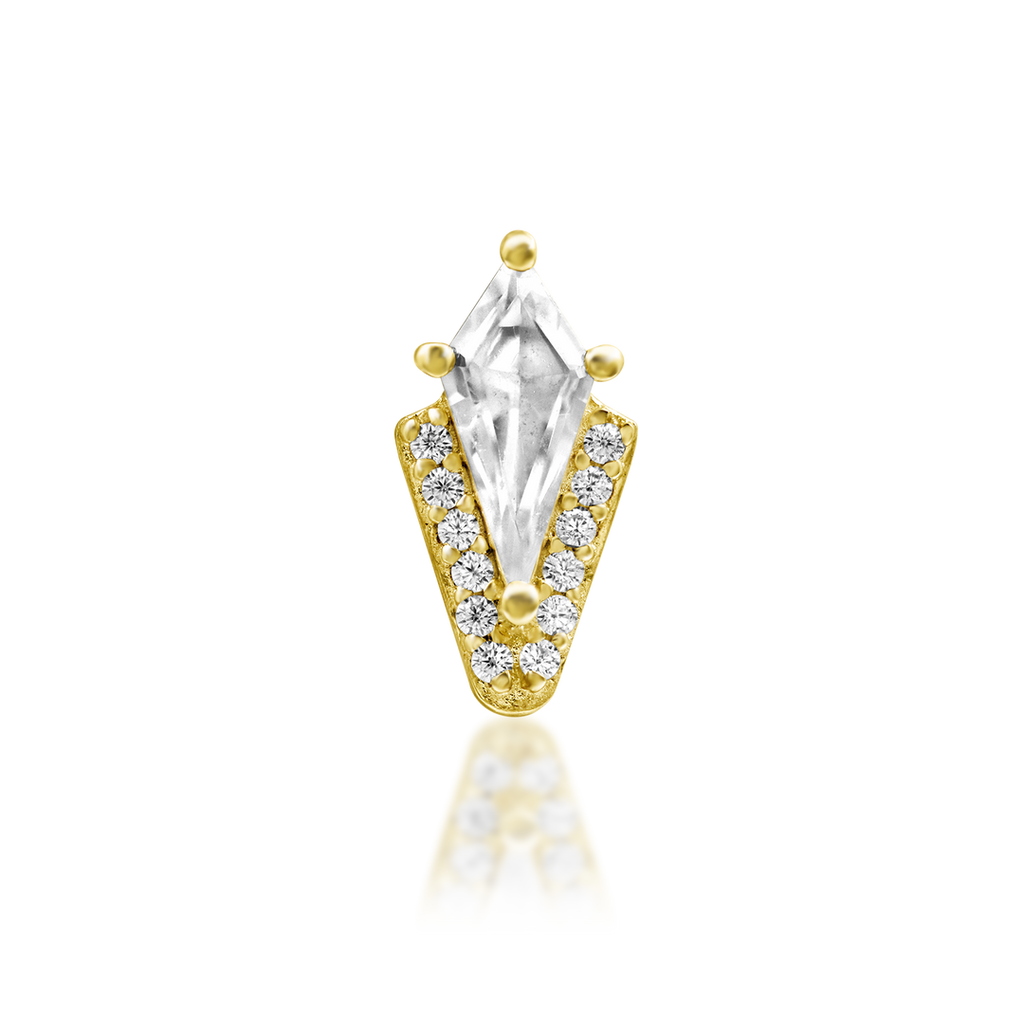 Acantha | 14K Kite-Cut & Pavé End & Titanium Threadless Labret Post by Junipurr Jewelry