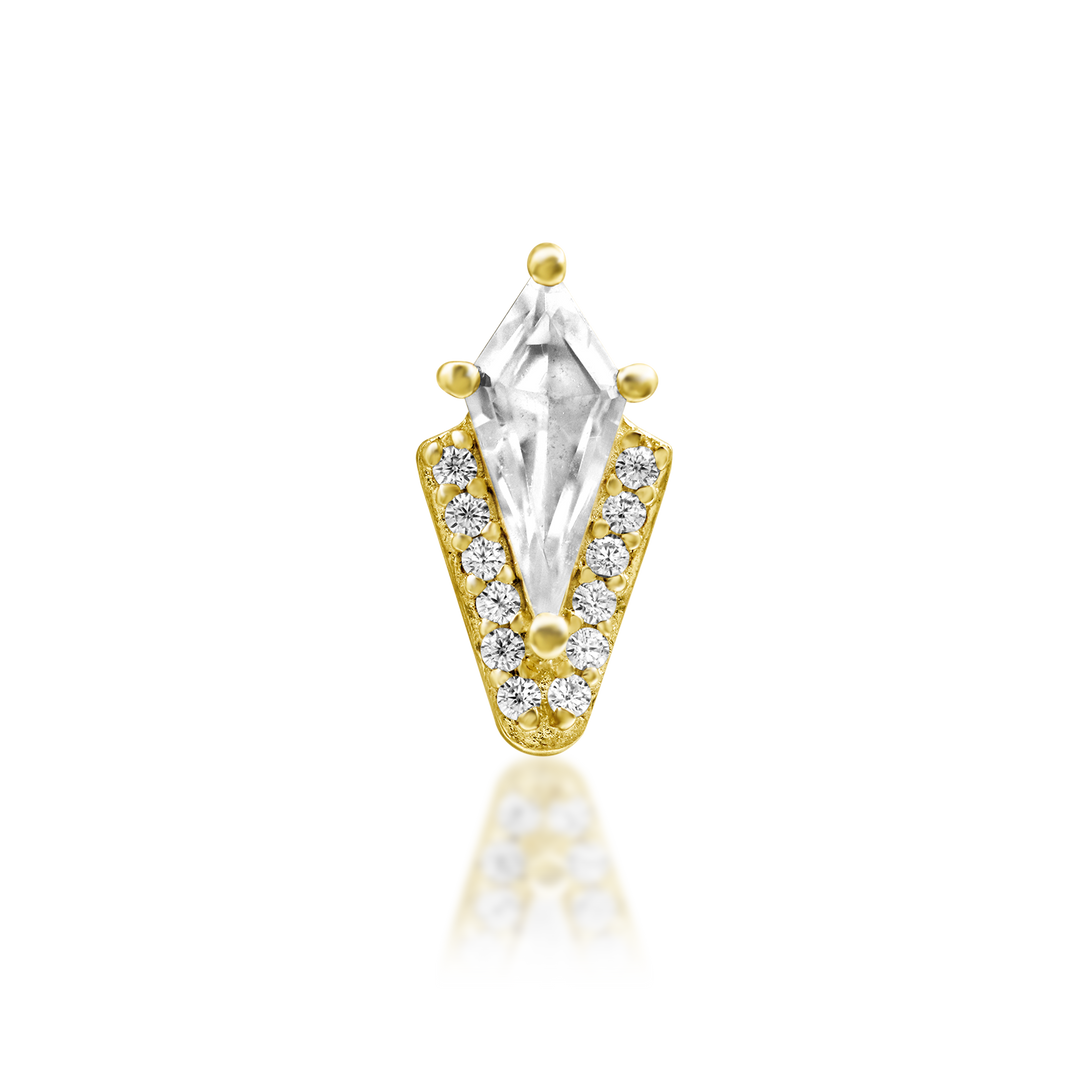 Acantha | 14K Kite-Cut & Pavé End & Titanium Threadless Labret Post by Junipurr Jewelry