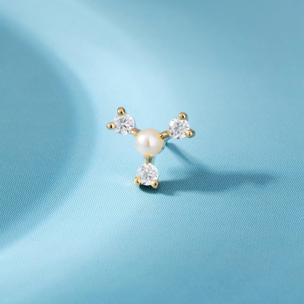 Kiss & Tell - Freshwater Pearl & Moissanite Threadless End | Ember Jewelry