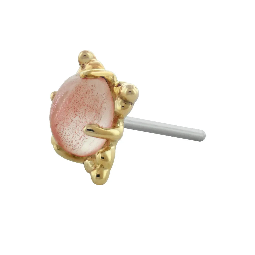 Limited Edition — 18K Solid Gold Sunstone Oregon Cabochon 'Zia' End by Anatometal Jewelry