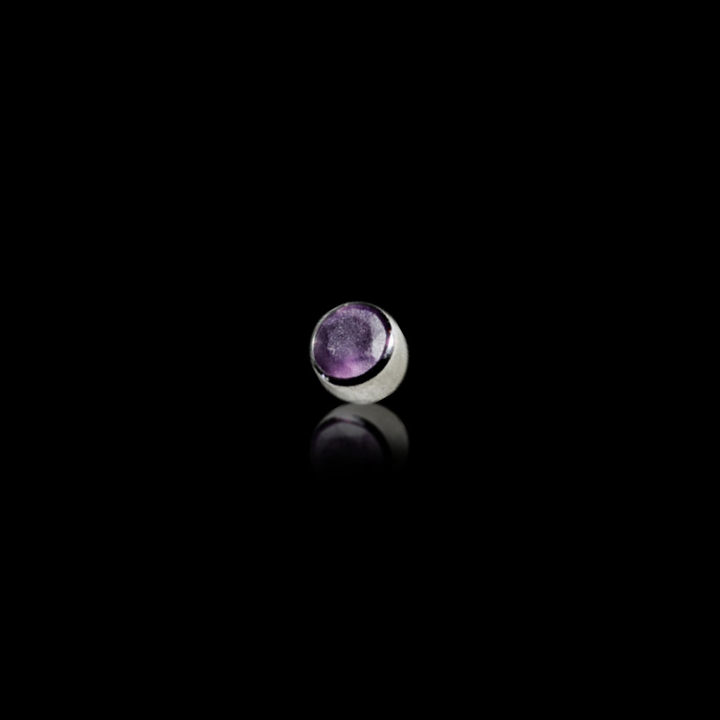 IN STOCK | Titanium Threadless Earring - Sandblasted Amethyst Brilliant Cut Cubic Zirconia 3mm by Anatometal Jewelry