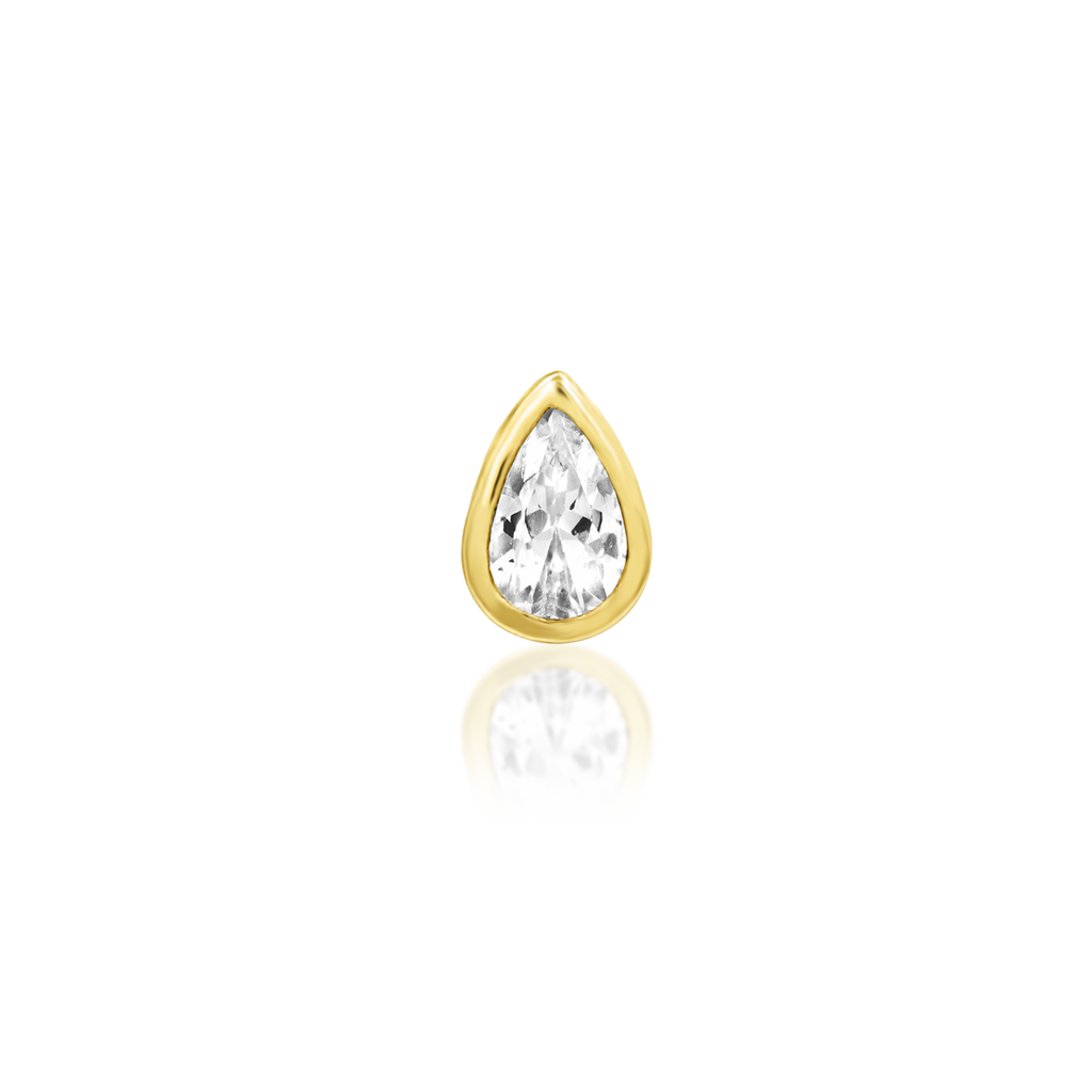 QUICK SHIP | 14K Gold 'Mary' Teardrop End & Titanium Threadless Labret Post by Junipirr Jewelry