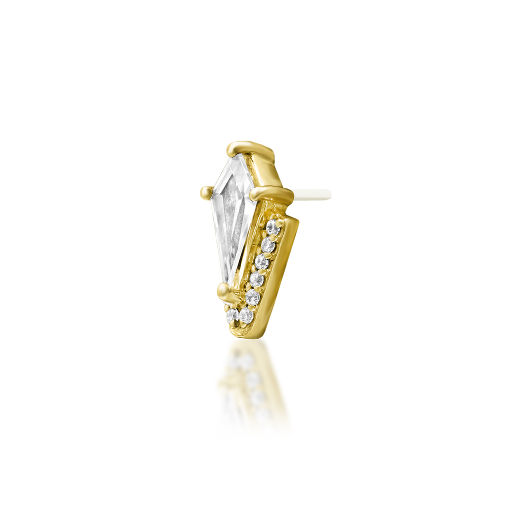 Acantha | 14K Kite-Cut & Pavé End & Titanium Threadless Labret Post by Junipurr Jewelry