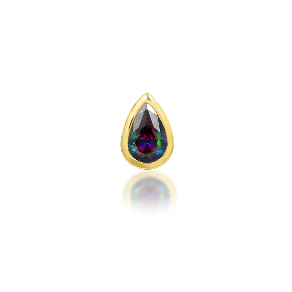 QUICK SHIP | 14K Gold 'Mary' Teardrop End & Titanium Threadless Labret Post by Junipirr Jewelry