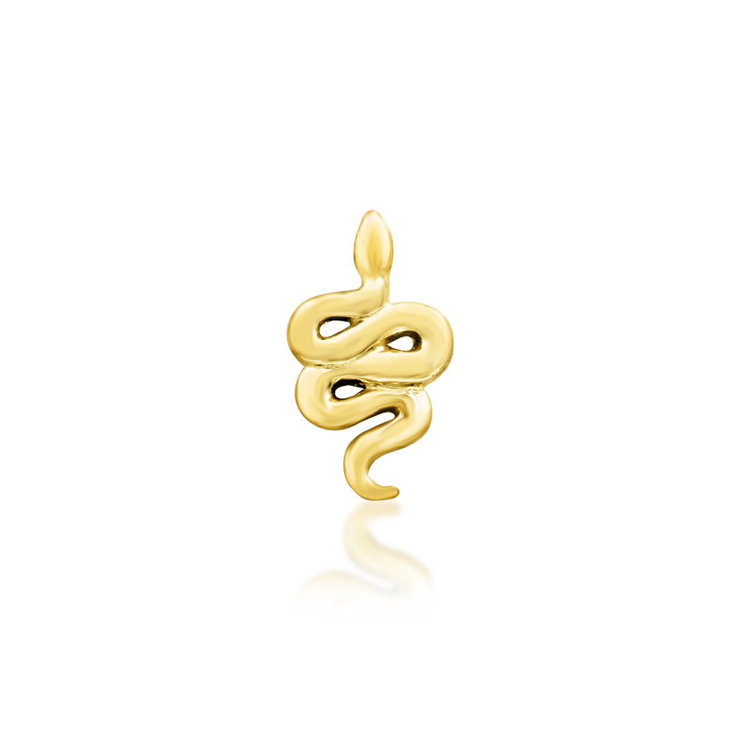 QUICK SHIP | 14K Gold Polished Snake End & Titanium Threadless Labret Post by Junipirr Jewelry