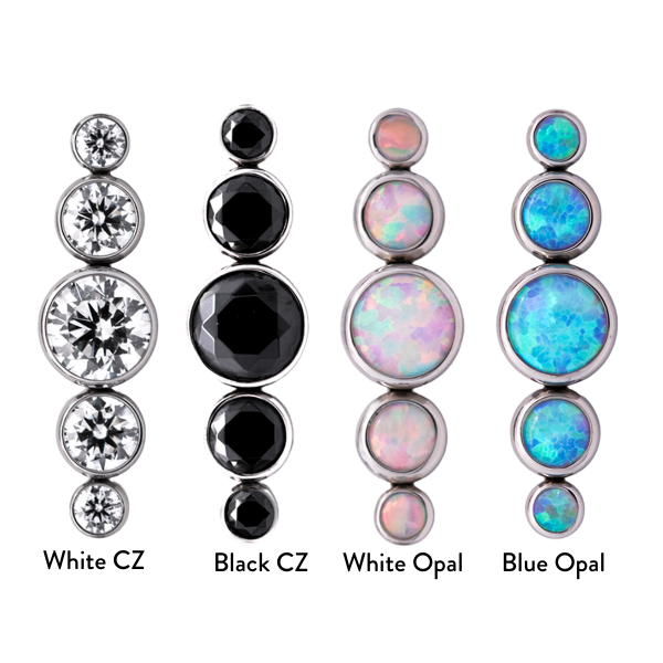 Titanium Threadless Cubic Zirconia Straight Cluster End by Junipurr Jewelry