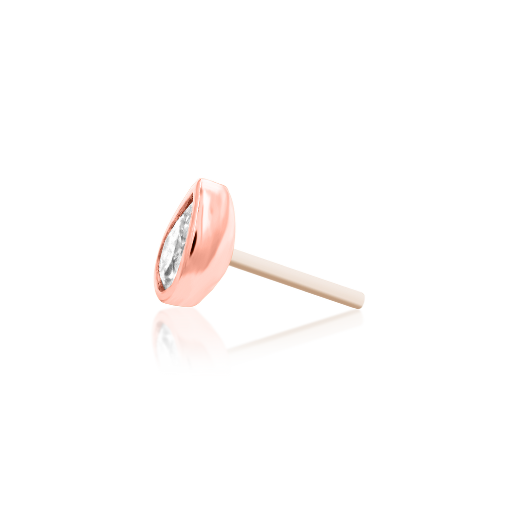 QUICK SHIP | 14K Gold 'Mary' Teardrop End & Titanium Threadless Labret Post by Junipirr Jewelry