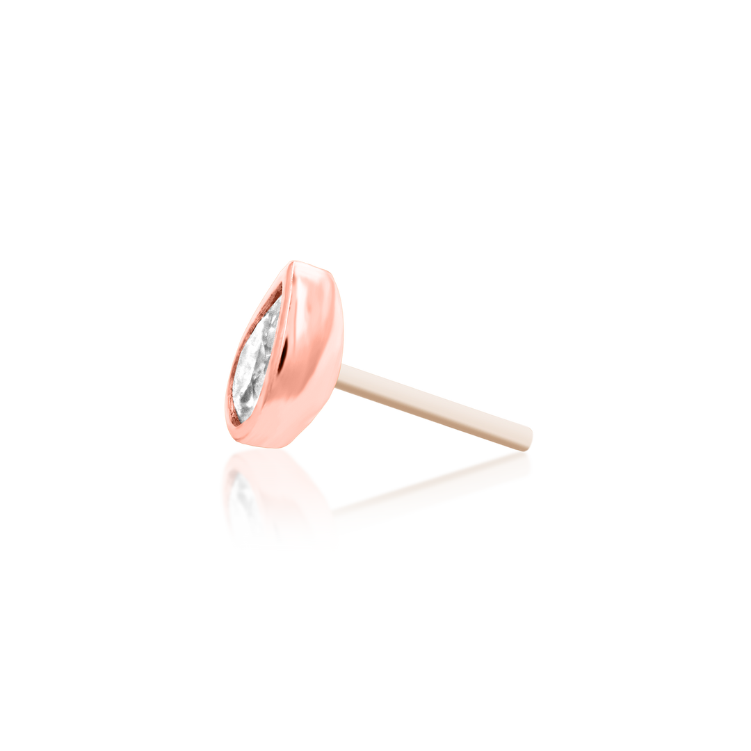 QUICK SHIP | 14K Gold 'Mary' Teardrop End & Titanium Threadless Labret Post by Junipirr Jewelry
