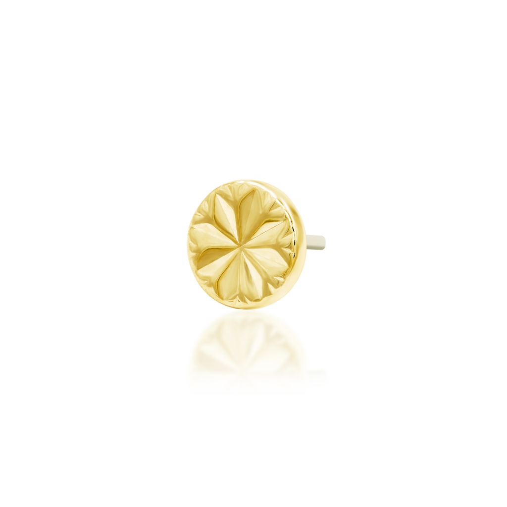 QUICK SHIP | 14K Gold Engraved Disk Threadless End & Titanium Labret Post by Junipirr Jewelry