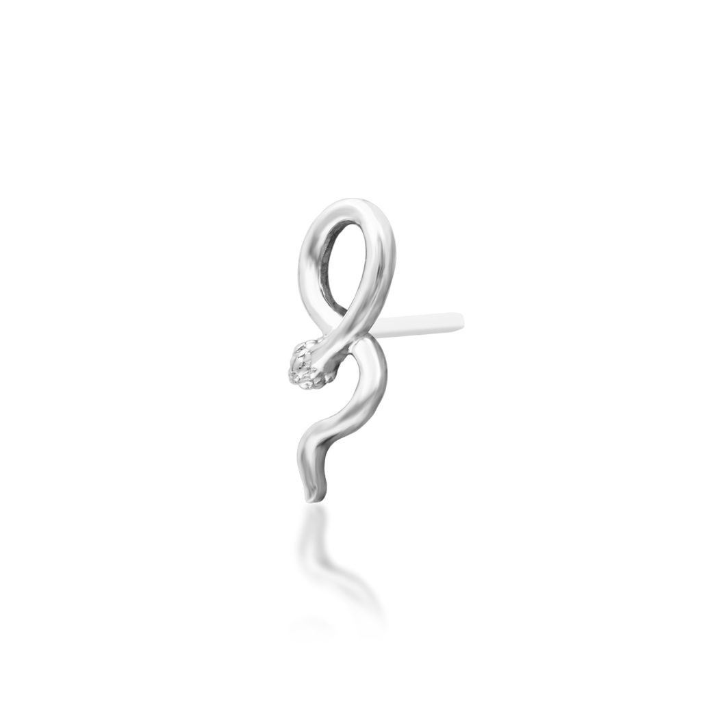 QUICK SHIP | 14K Gold 'Cornelius' Polished Snake End & Titanium Threadless Labret Post by Junipirr Jewelry