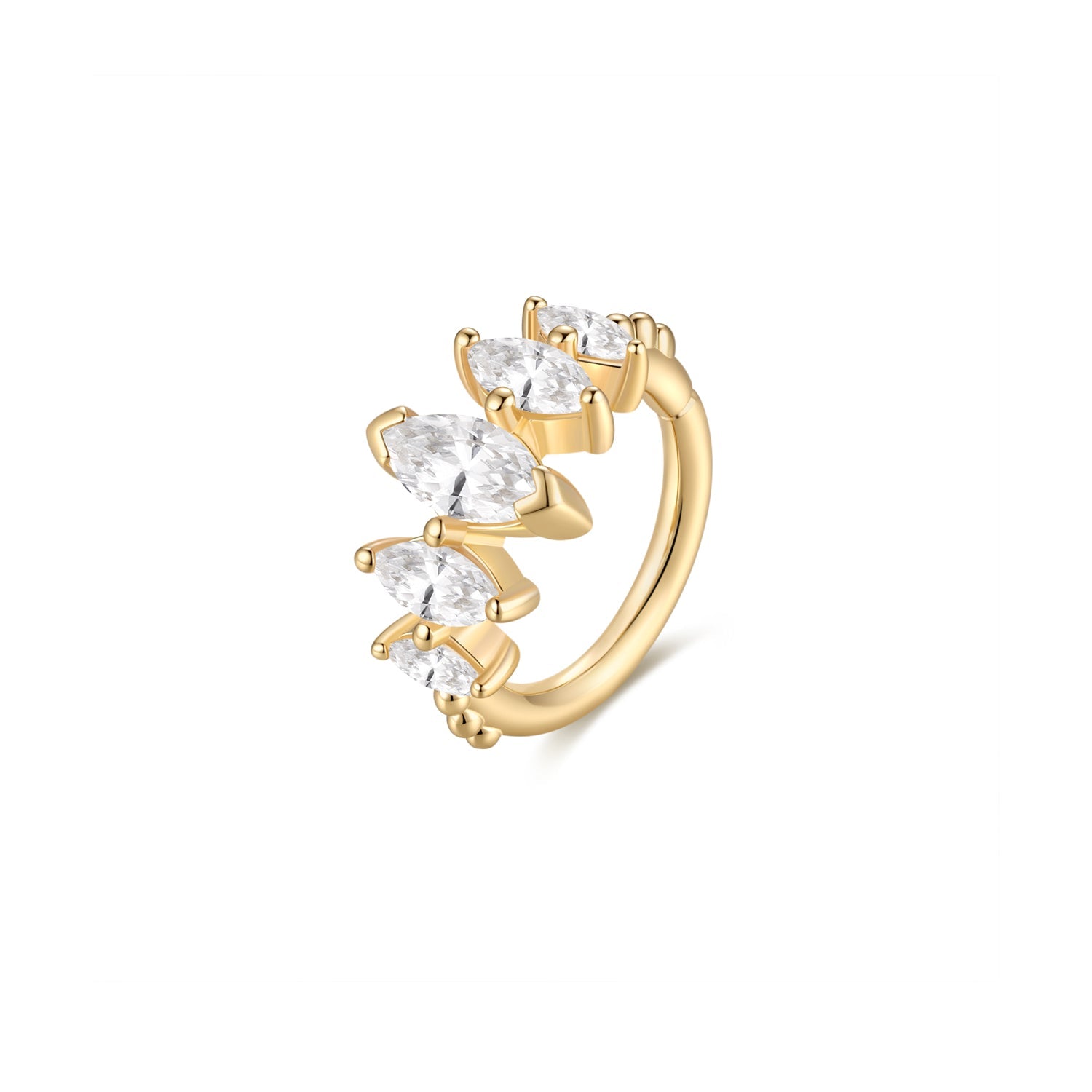 Velour | Moissanite Marquise Gold Seam Ring | Ember Body Jewelry