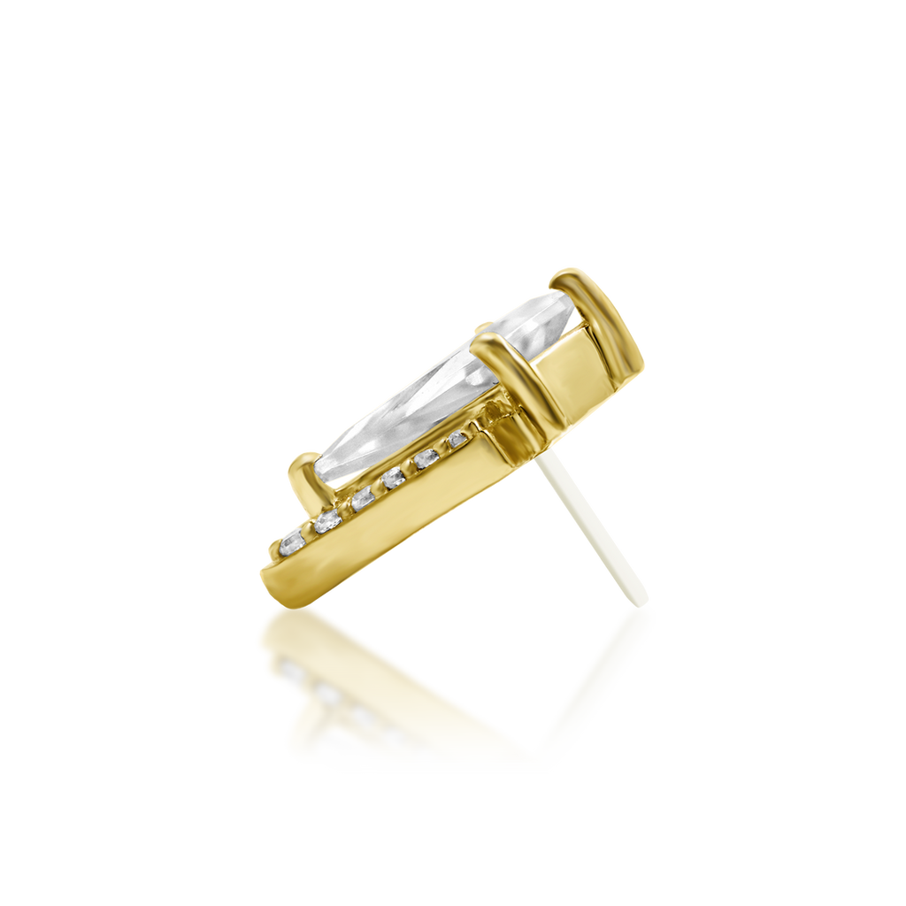 Acantha | 14K Kite-Cut & Pavé End & Titanium Threadless Labret Post by Junipurr Jewelry