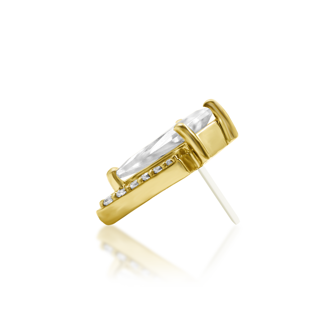 Acantha | 14K Kite-Cut & Pavé End & Titanium Threadless Labret Post by Junipurr Jewelry